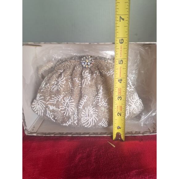 Vintage Iiyama Tokyo Beaded Evening Bag Box Gloves Japan Silver White Incredible